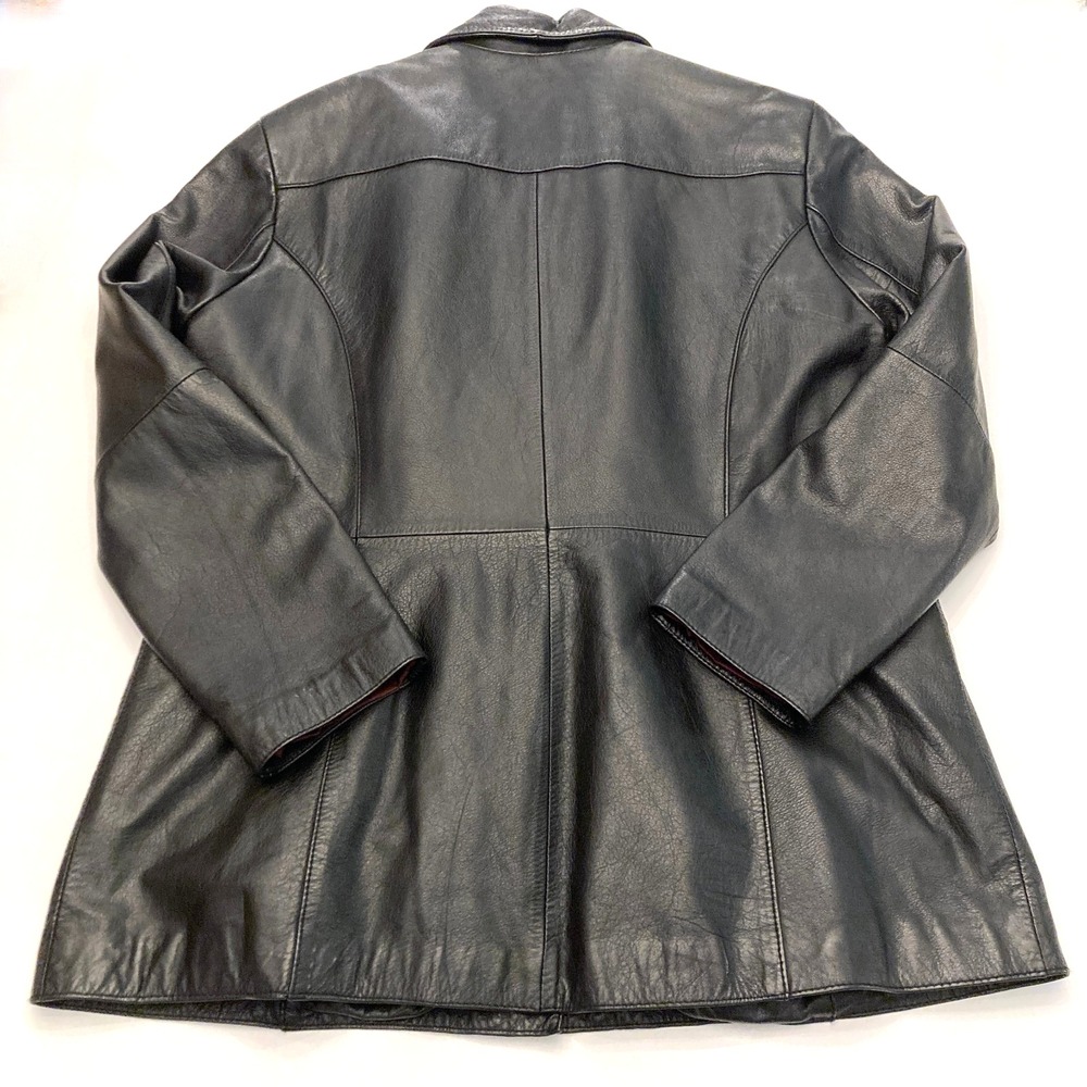 Vtg Wilsons Black Leather Jacket Womens XL Removable Lining Quilted 90s - Picture 2 of 8